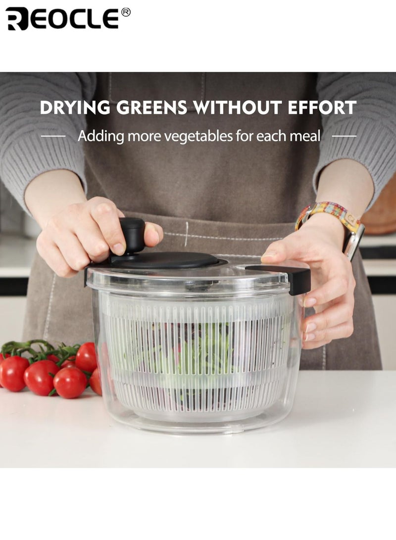REOCLE Salad Spinner with Strainer Basket and Efficient Draining Design Vegetable Fruit Washer with Push Button Operation for Kitchen Food Preparation - Image 3