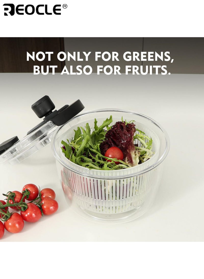 REOCLE Salad Spinner with Strainer Basket and Efficient Draining Design Vegetable Fruit Washer with Push Button Operation for Kitchen Food Preparation - Image 4