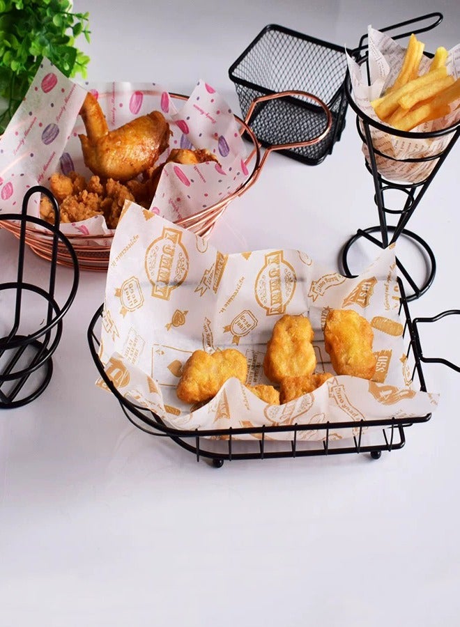 50 Pieces Food Wrapping Paper Wax Paper Cake Wrappers Gift Wrapping Basket Liner Grease Proof Paper Crafting Cheese Bread Paper - Image 3