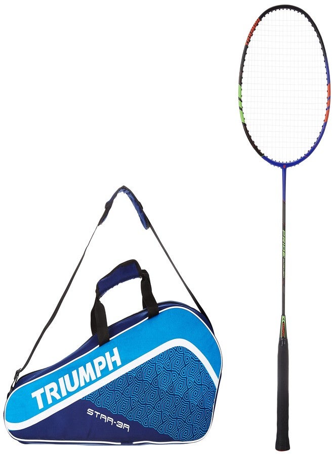 ترايامف مضرب تنس الريشة Triumph Pride Graphite Hotmelt خفيف الوزن مع حقيبة Star-3R ذات حجرة واحدة، لون أزرق - Image 1