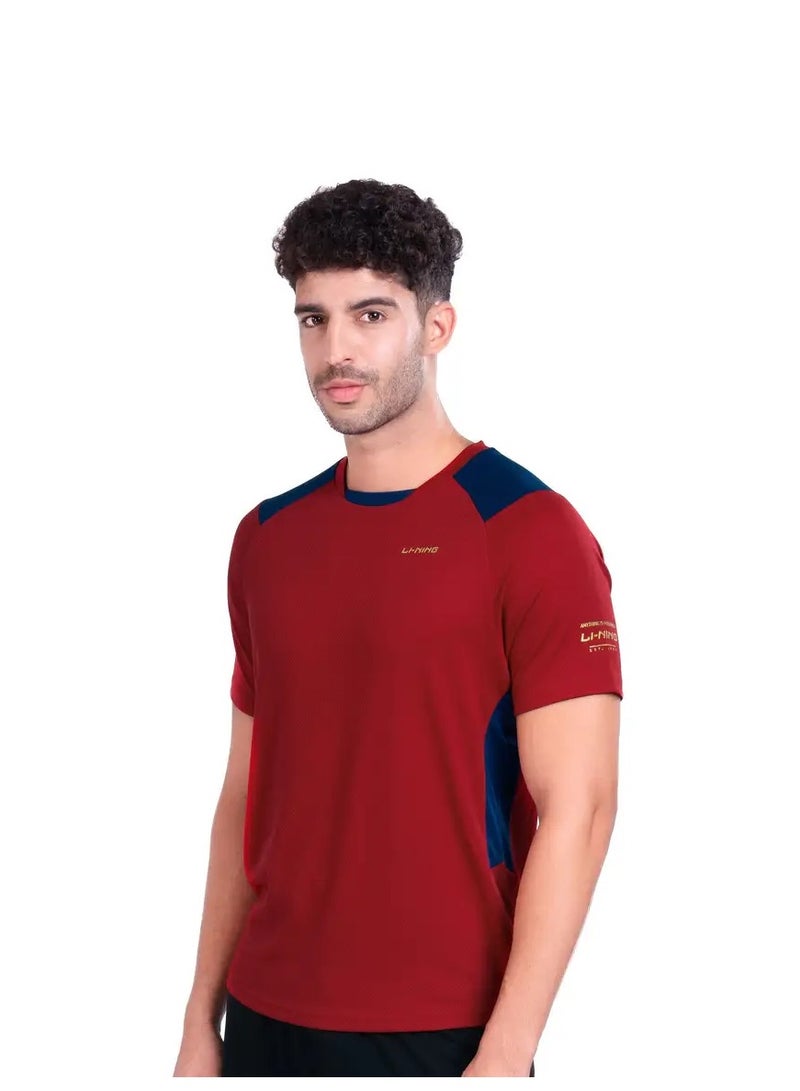 Li-Ning FLIP SIDE LINING ROUND NECK-T SHIRT- (MAROON) (APLT777-2-2XL) - Image 1