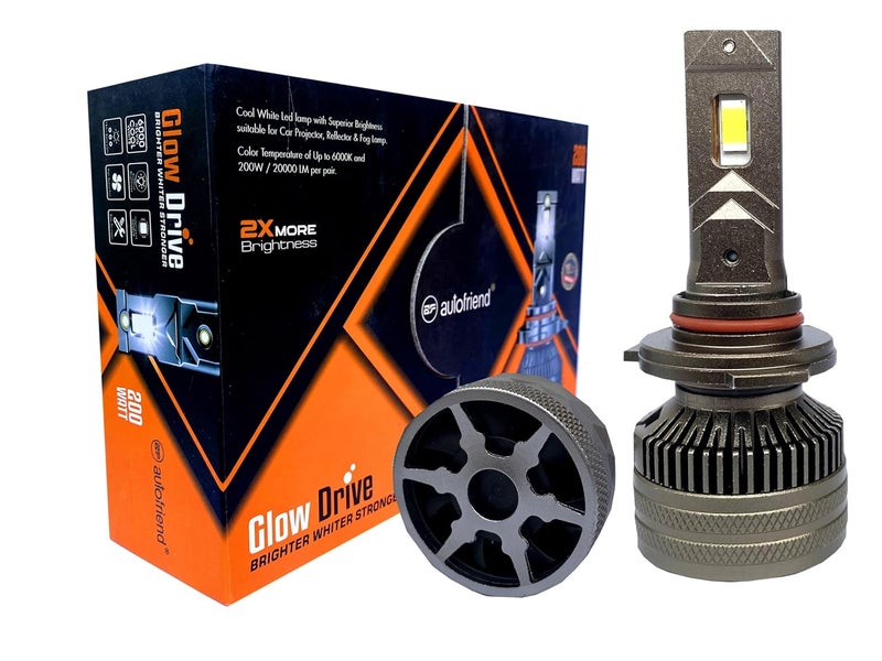 autofriend مصباح أمامي LED، 40000 لومن، 6000 كلفن أبيض بارد، مقاوم للماء IP67 (af-Glowdrive-9005) - Image 1