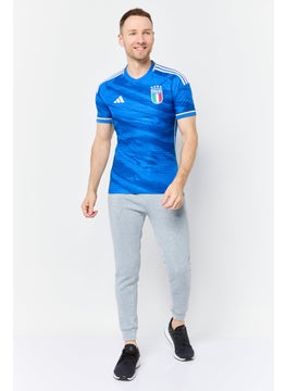 Adidas Men Slim Fit Short Sleeve Football Jersey, Blue  - Image 2