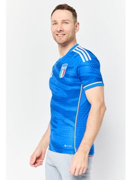 Adidas Men Slim Fit Short Sleeve Football Jersey, Blue  - Image 3