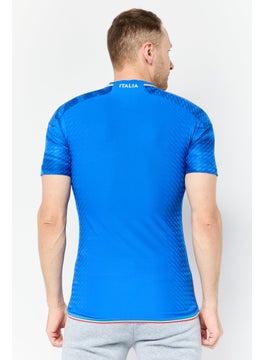 Adidas Men Slim Fit Short Sleeve Football Jersey, Blue  - Image 4