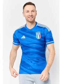 Adidas Men Slim Fit Short Sleeve Football Jersey, Blue  - Image 1