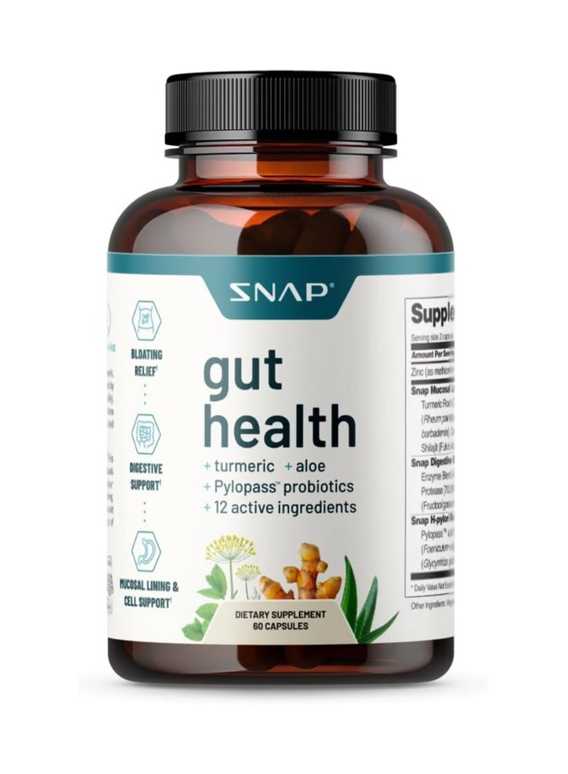 SNAP SUPPLEMENTS Gut Health + Turmeric + Aloe + Pylopass Probiotics + 17 Active Ingredients Dietary Supplement | 50 Capsules  - Image 2