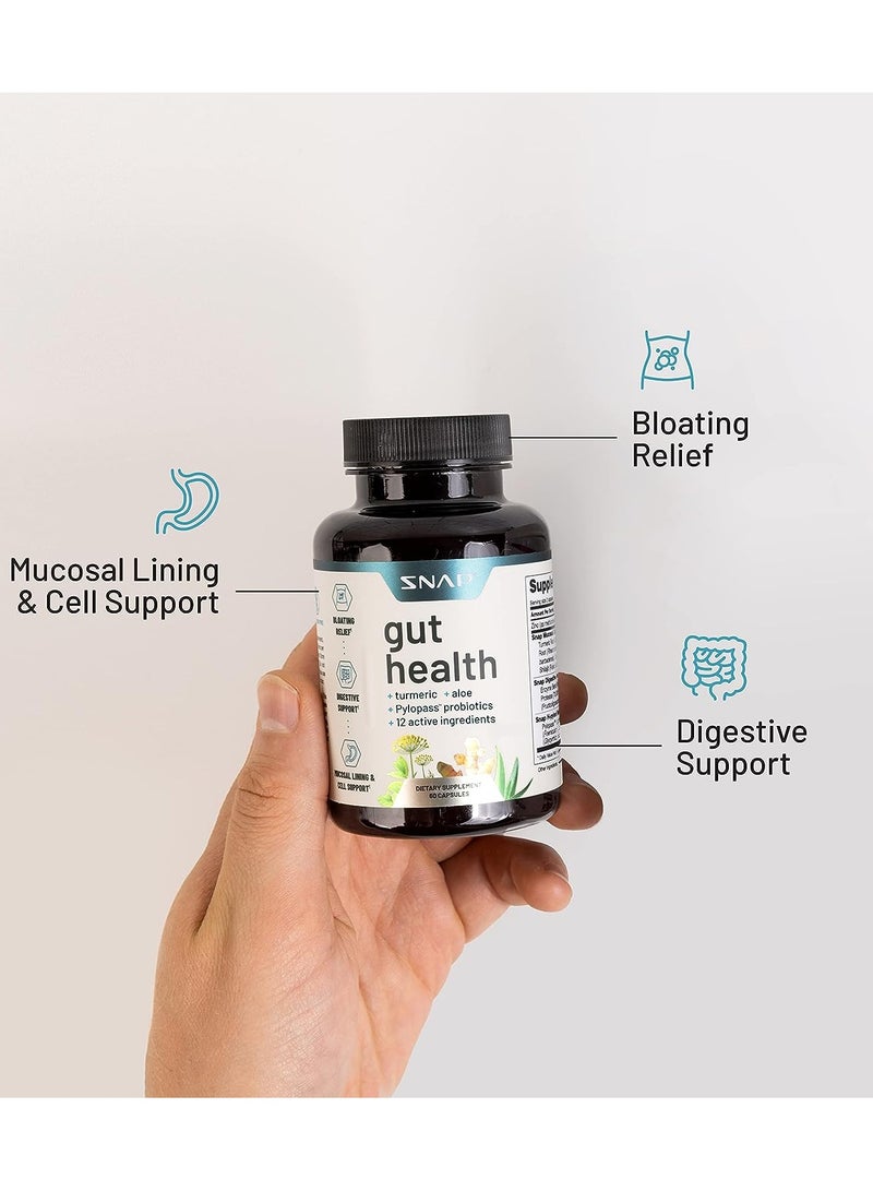 SNAP SUPPLEMENTS Gut Health + Turmeric + Aloe + Pylopass Probiotics + 17 Active Ingredients Dietary Supplement | 50 Capsules  - Image 4