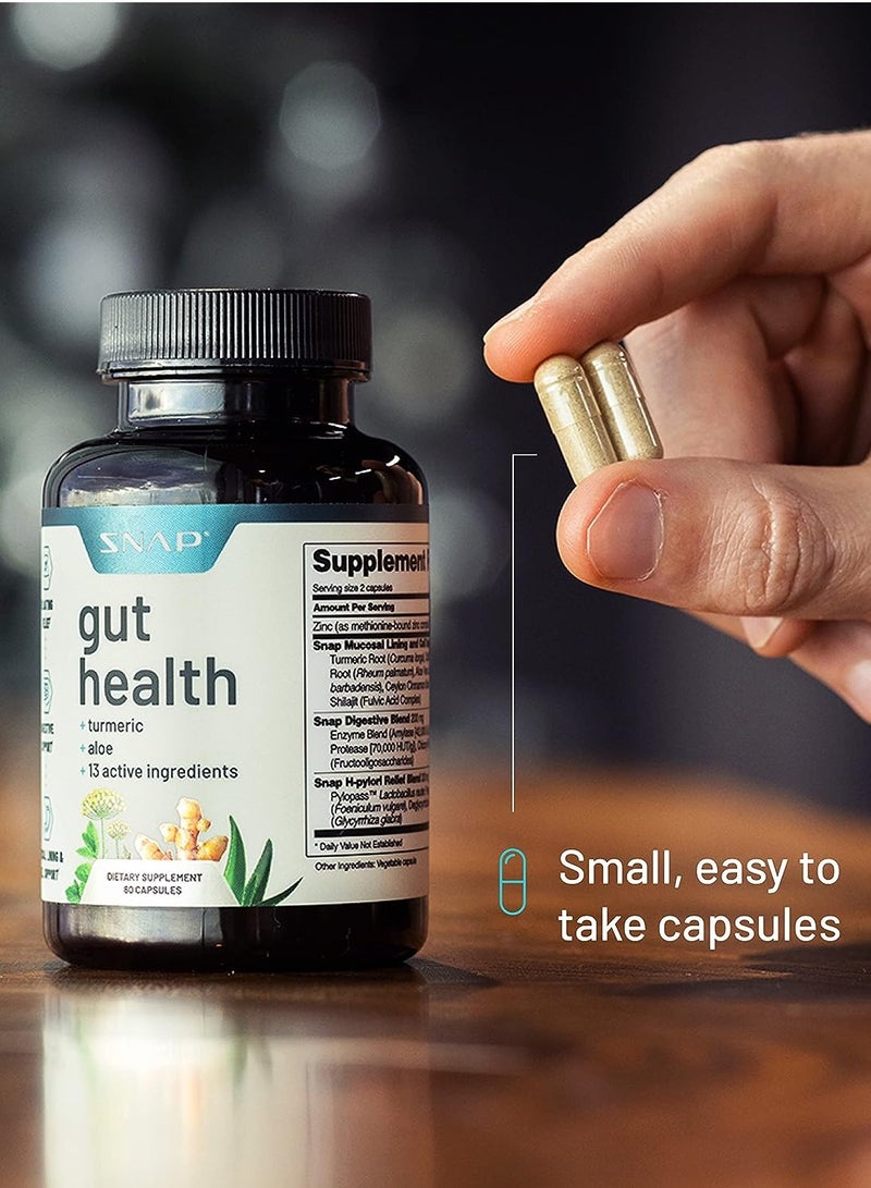 SNAP SUPPLEMENTS Gut Health + Turmeric + Aloe + Pylopass Probiotics + 17 Active Ingredients Dietary Supplement | 50 Capsules  - Image 5