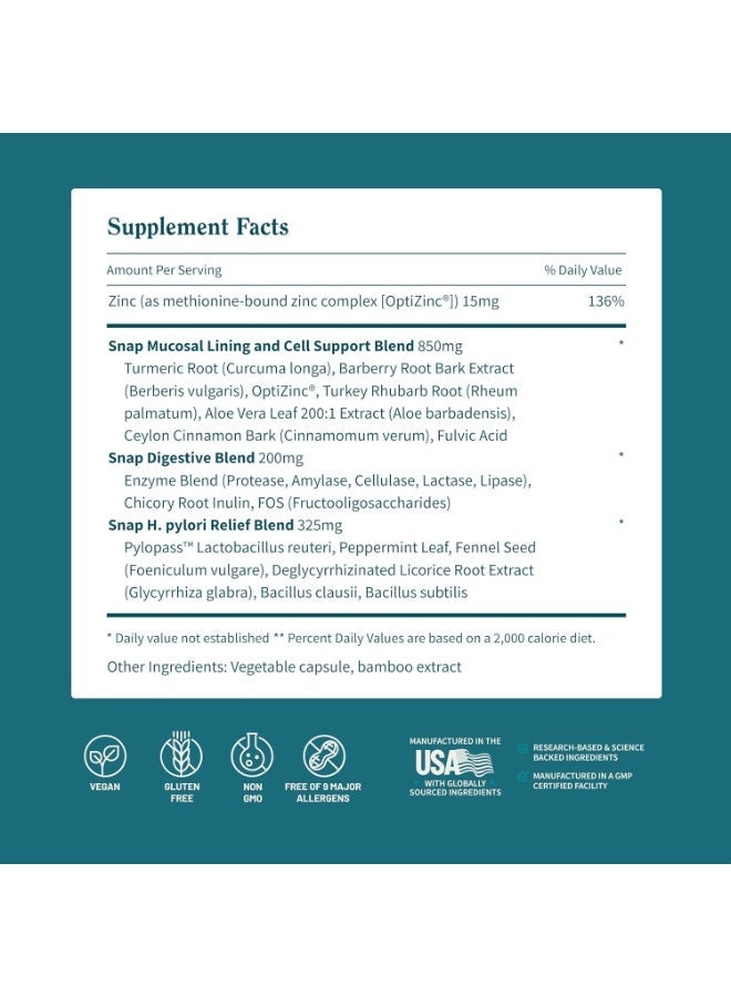 SNAP SUPPLEMENTS Gut Health + Turmeric + Aloe + Pylopass Probiotics + 17 Active Ingredients Dietary Supplement | 50 Capsules - Image 2