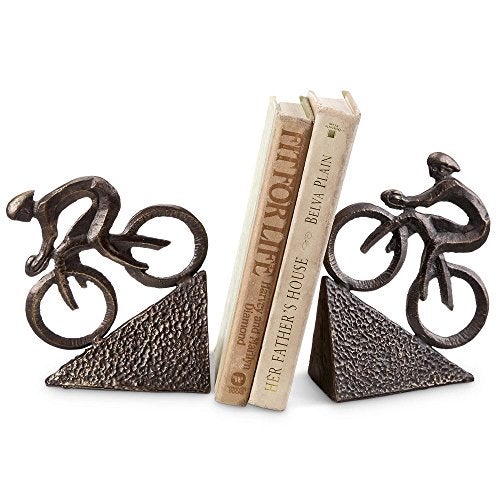 SPI Home Cast Iron Racing Bicyclist Bookends - Image 1