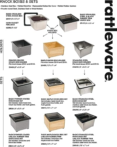 Rattleware Stainless Steel Open Bottom Knock Box Chute - Heavy Duty Espresso Grounds Disposal Tool with Welded Rubber Bar Fits Coffee Stations, Cafe, Restaurant, Hotel, Barista Home (6 x 5.5 x 4) - Image 5