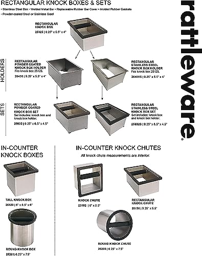Rattleware Stainless Steel Open Bottom Knock Box Chute - Heavy Duty Espresso Grounds Disposal Tool with Welded Rubber Bar Fits Coffee Stations, Cafe, Restaurant, Hotel, Barista Home (6 x 5.5 x 4) - Image 4