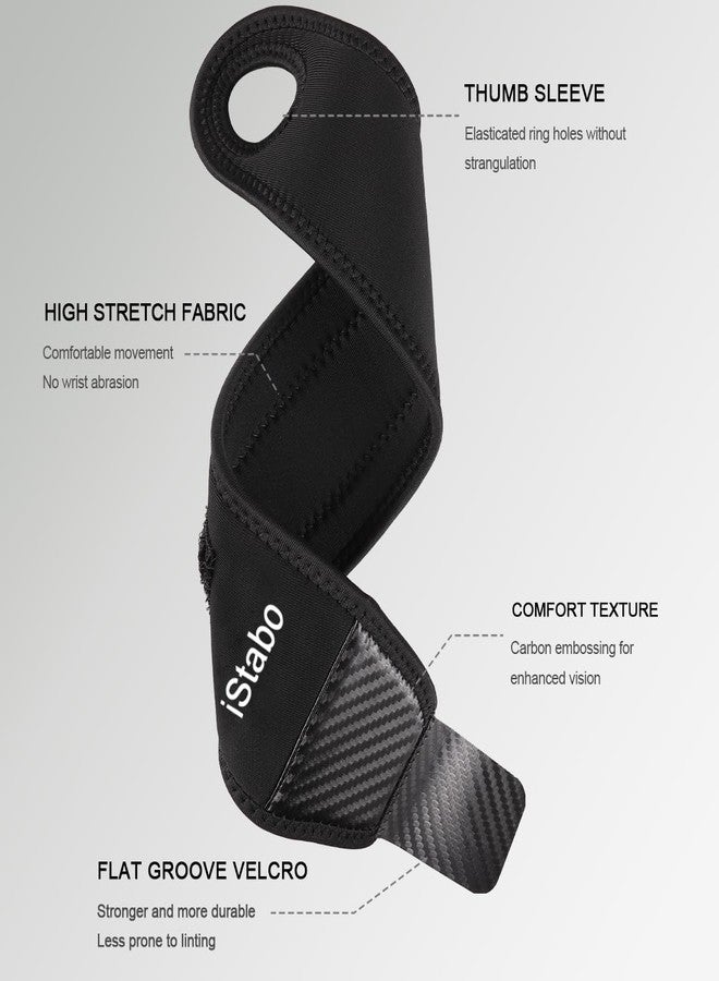 iStabo Compression Wrist Support Brace, Gym Ulnar Wrist Wraps for Weightlifting, Fitness, Tendonitis, Carpal Tunnel Arthritis, Pain Relief, Adjustable Carbon Fiber Pattern Neoprene Wrist Straps Fit Left or Right Hand - Image 2