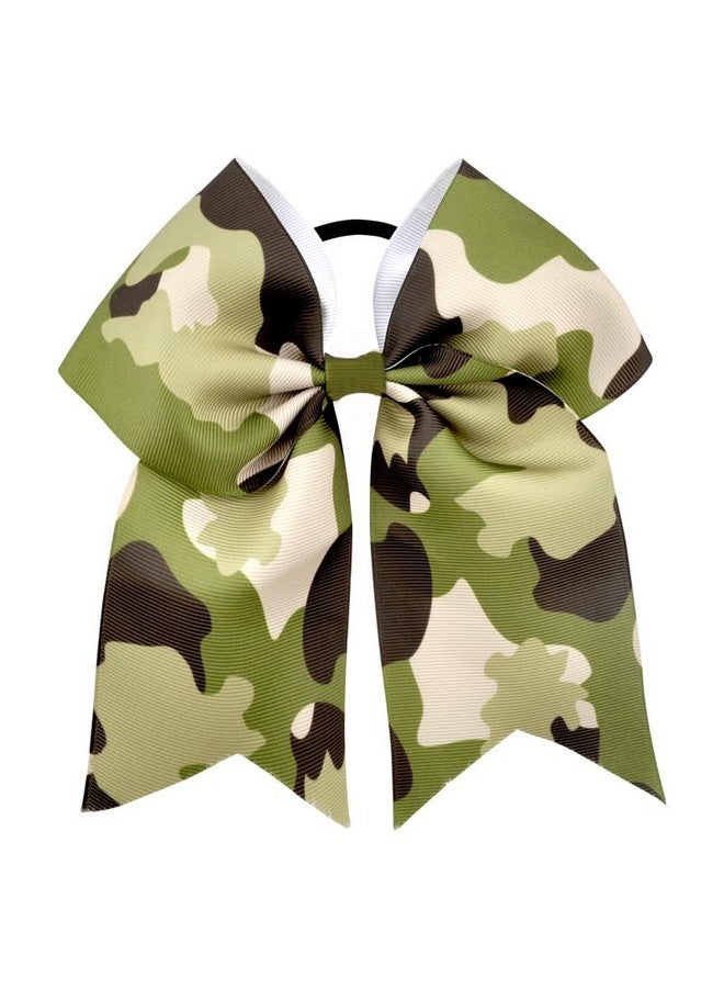 BBTDIN BBTDIN Camouflage Hair Clip, Green Tye Dye Ponytail Holder Bow for Girls's Daily Wear, Military Theme Party, Team Cheer Competitions, High School Practice, Hair Securing, 7.87 Inches - Image 2