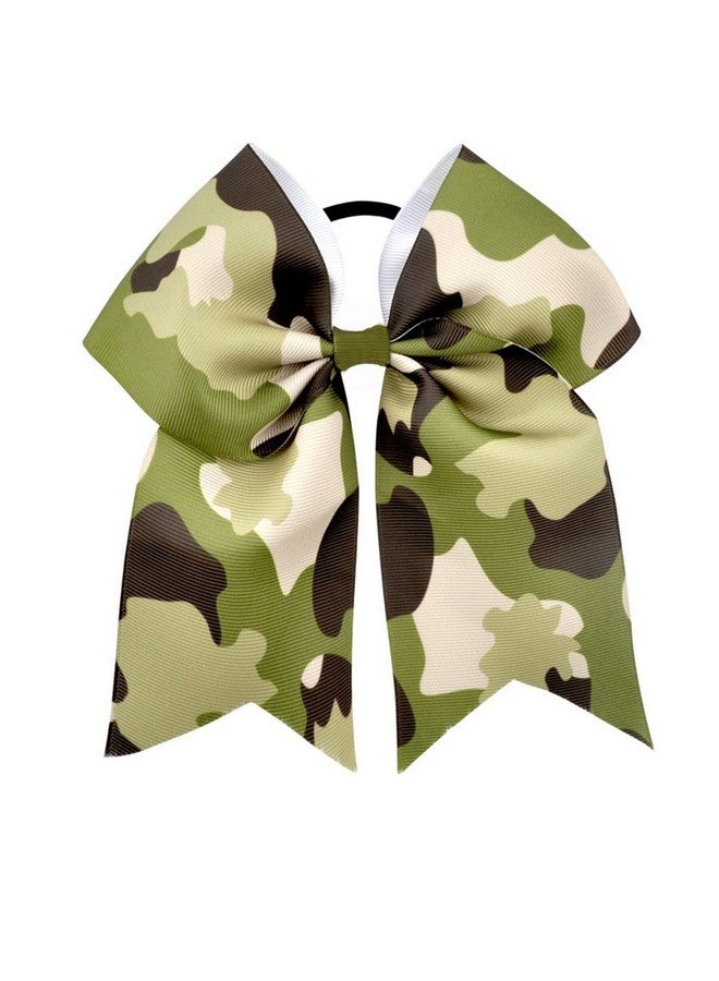 BBTDIN BBTDIN Camouflage Hair Clip, Green Tye Dye Ponytail Holder Bow for Girls's Daily Wear, Military Theme Party, Team Cheer Competitions, High School Practice, Hair Securing, 7.87 Inches - Image 1