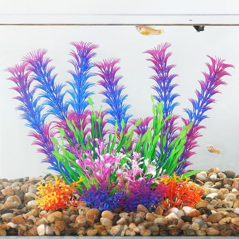 AQUANEAT Artificial Fish Tank Plants, Aquarium Decorations, Purple Plastic Accessories, 10pcs - Image 5