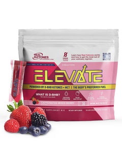 Real Ketones Real Ketones MCT & BHB Exogenous Ketones Drink Mix Packets Elevate Keto Electrolytes Powder Packets No Sugar with 4 Main Electrolytes Plus Hydrating Proprietary Keto BHB - 30 Pack Mixed Berry  - Image 1