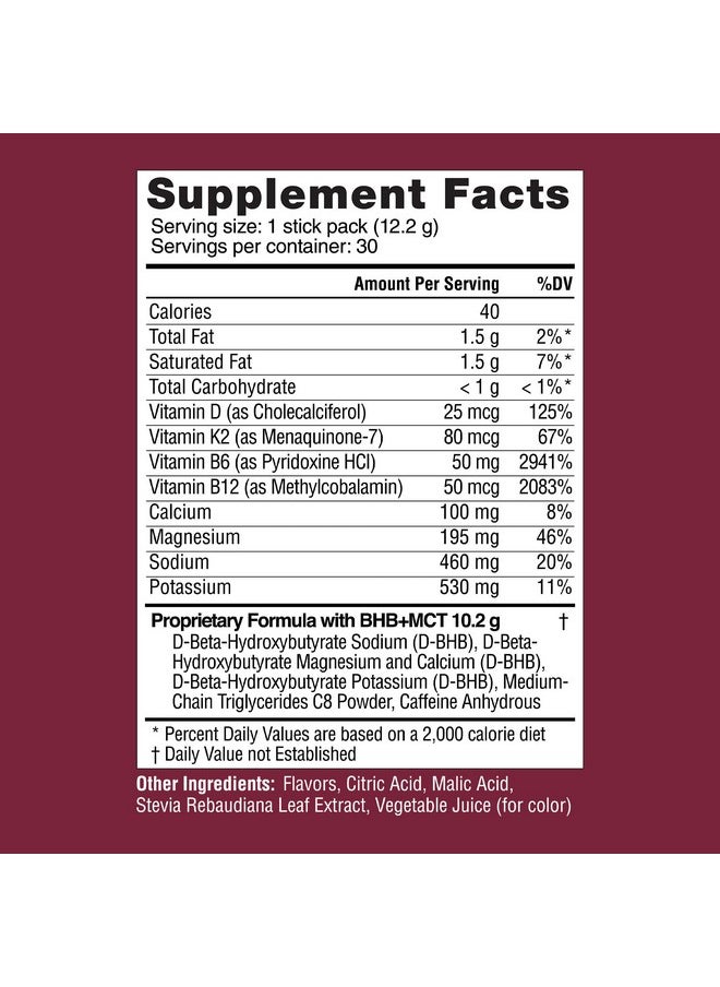 Real Ketones - Real Ketones MCT & BHB Exogenous Ketones Drink Mix Packets Elevate Keto Electrolytes Powder Packets No Sugar with 4 Main Electrolytes Plus Hydrating Proprietary Keto BHB - 30 Pack Mixed Berry - Image 1