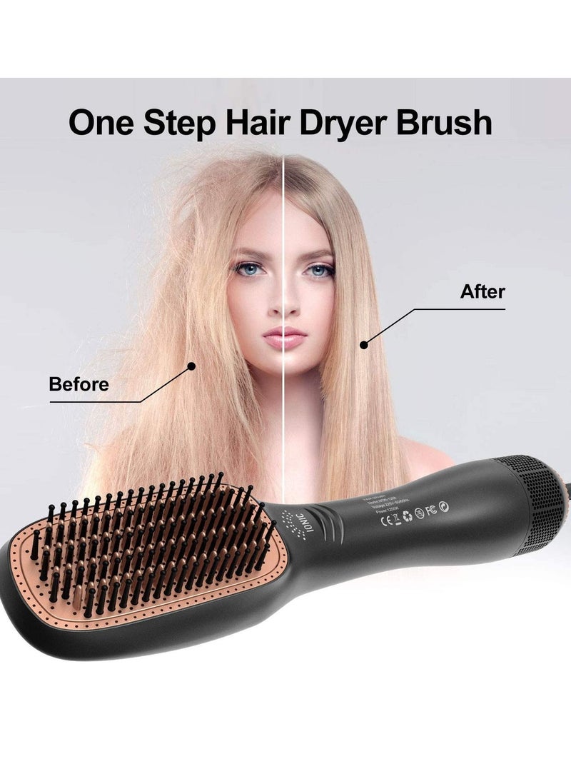 Phone Planet Professional Hair Dryer Brush Negative Ion Blow Dryer Straightening Brush Hot Air Styling Comb Electric Hair Straightener Styler (GOLD) - Image 2
