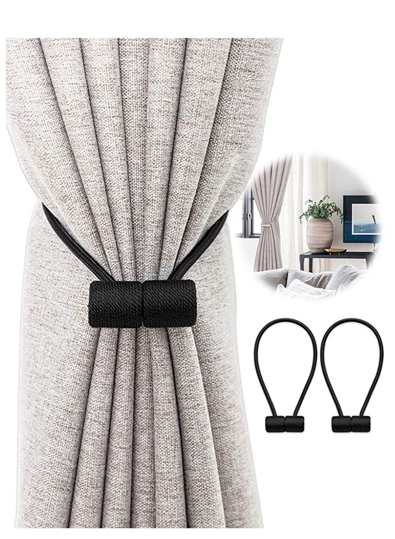 NIBEMINENT Magnetic Curtain Tiebacks Clips, 2Pcs Window Holdbacks, with Upgraded Larger Magnet, Decorative Holdback for Blackout/Sheer Treatment, Home Office - Image 1