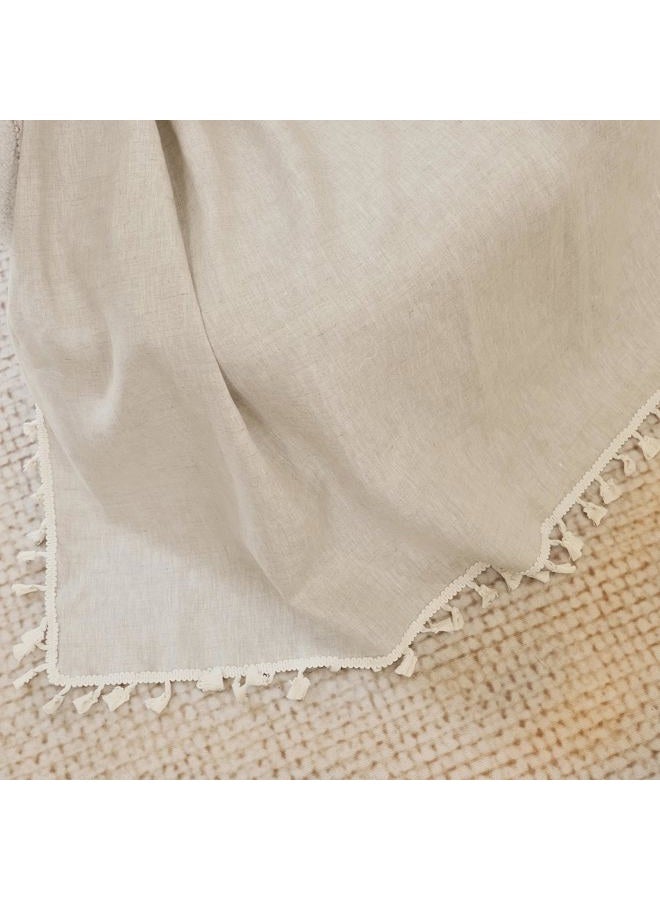 HSOFTIFY 100% Pure Linen Blanket with Fringe, 49.6" x 59.8" - Blankets Lightweight Breathable, Decorative Linen Throw Blanket for Living Room Couch Sofa and Bed,Linen - Image 2