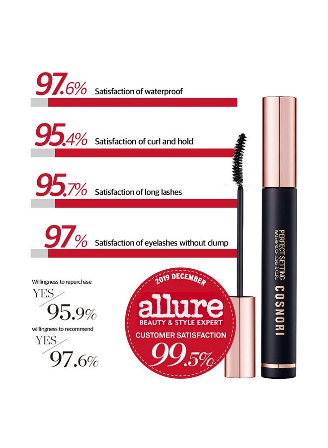 COSNORI Perfect Setting Waterproof Mascara Long & Curl Lengthening Fiber Mascara Black Natural Lash Extension Waterproof Smudge Proof Clump Free Irritation Free Tested 0.24 Fl.Oz. - Image 4