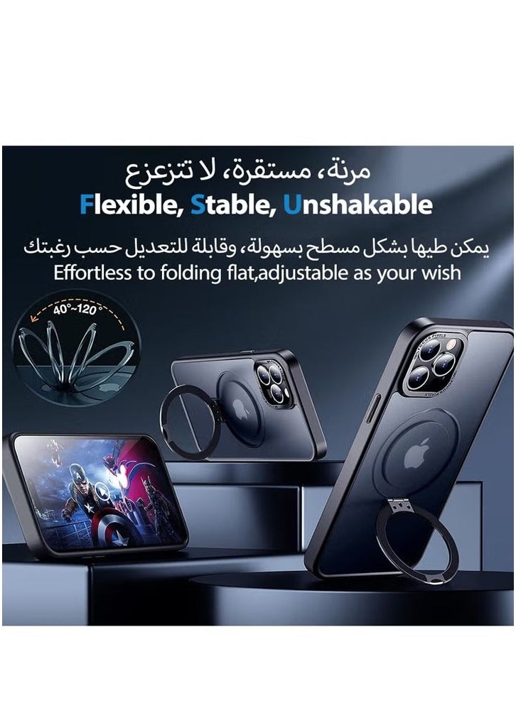 iPhone 14 Pro Max MagSafe Case with Magnetic Invisible Stand,【Full Shockproof Protection】Matte Back Phone Cover with Magnet Kickstand for Apple 14 Pro Max (2022)(Black) - Image 4