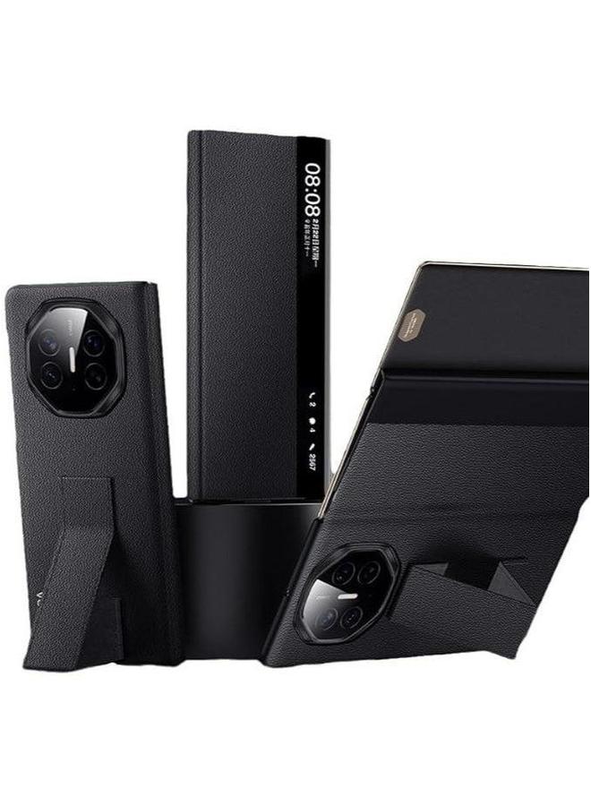 Leather Case Compatible with Huawei Mate XT, Hidden Wristband Bracket, Seismic and Anti Fall, Intelligent Window Automatic Wake-up/sleep - Image 1