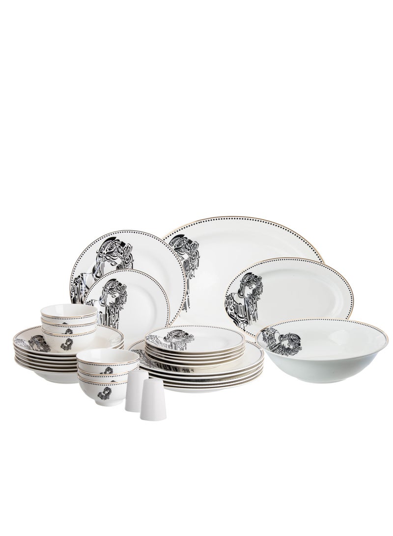 Hic Porcelain Dinner Set Black Design 29 Pcs For 6 Person - Image 1