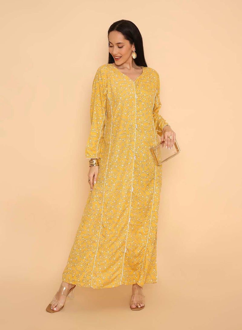 HANA & SARA Trendy printed long arabic jalabiya dress for womens - Image 1