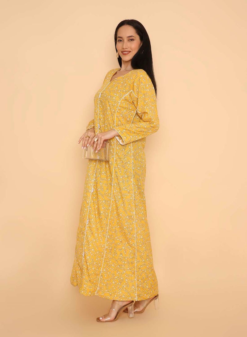 HANA & SARA Trendy printed long arabic jalabiya dress for womens - Image 5
