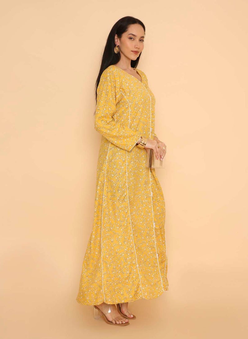 HANA & SARA Trendy printed long arabic jalabiya dress for womens - Image 4