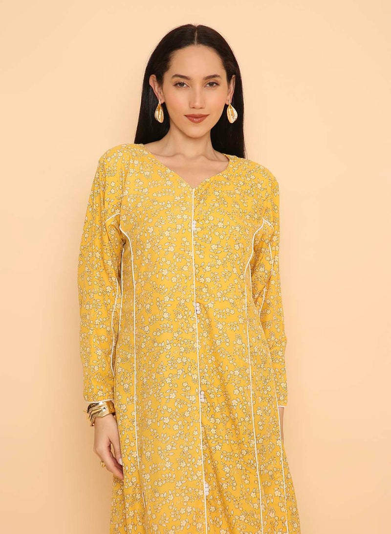 HANA & SARA Trendy printed long arabic jalabiya dress for womens - Image 3