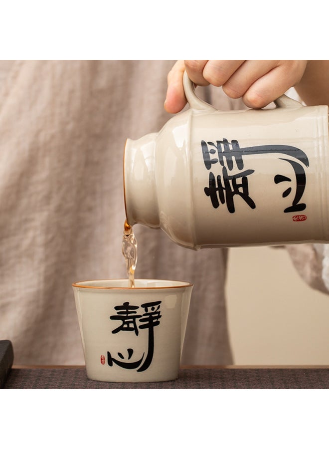 Ceramic Small Thermos Household Carry-on Vintage Cold Water Bottle To Make Tea Office Stuffy Teapot Creative Water Cup Mug-color:Deyi Water Kettle + Teacup + Carrying Bag-capacity:About 460ml - Image 5