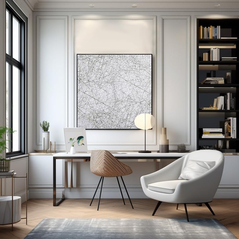 Bgraamiens Puzzle-The Lines -1000 Pieces Black and White Simple Fashion Challenge Blue Board Jigsaw Puzzles - Image 3