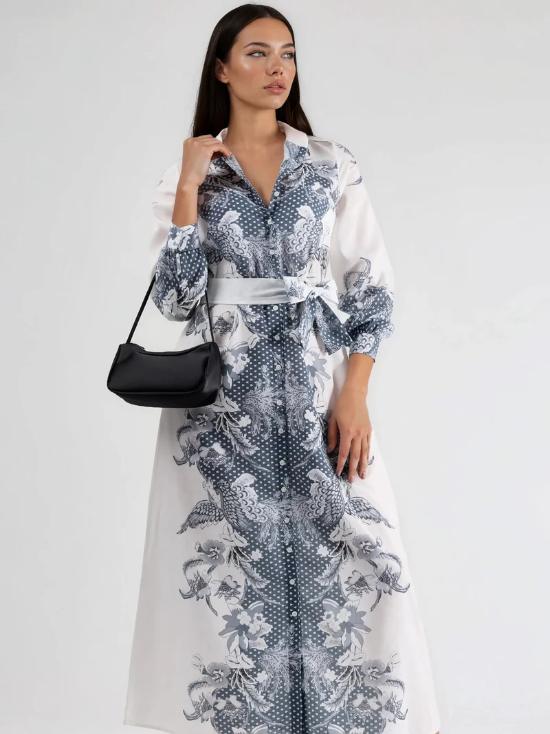 Jennyfer Floral Belted Midi Dress