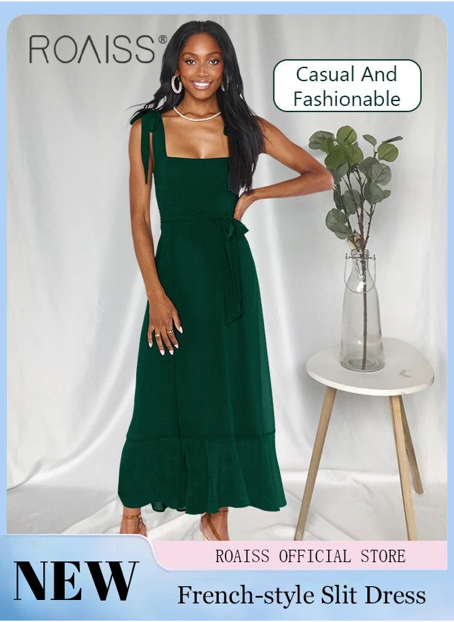 roaiss - Elegant French Chic High End Dress Fashionable Slit Maxi Dress Elegant and Stylish Commuter Dress Women's Fashion Apparel - Image 1