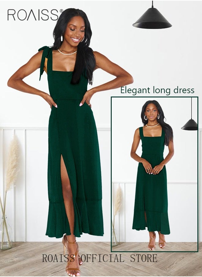 roaiss - Elegant French Chic High End Dress Fashionable Slit Maxi Dress Elegant and Stylish Commuter Dress Women's Fashion Apparel - Image 1