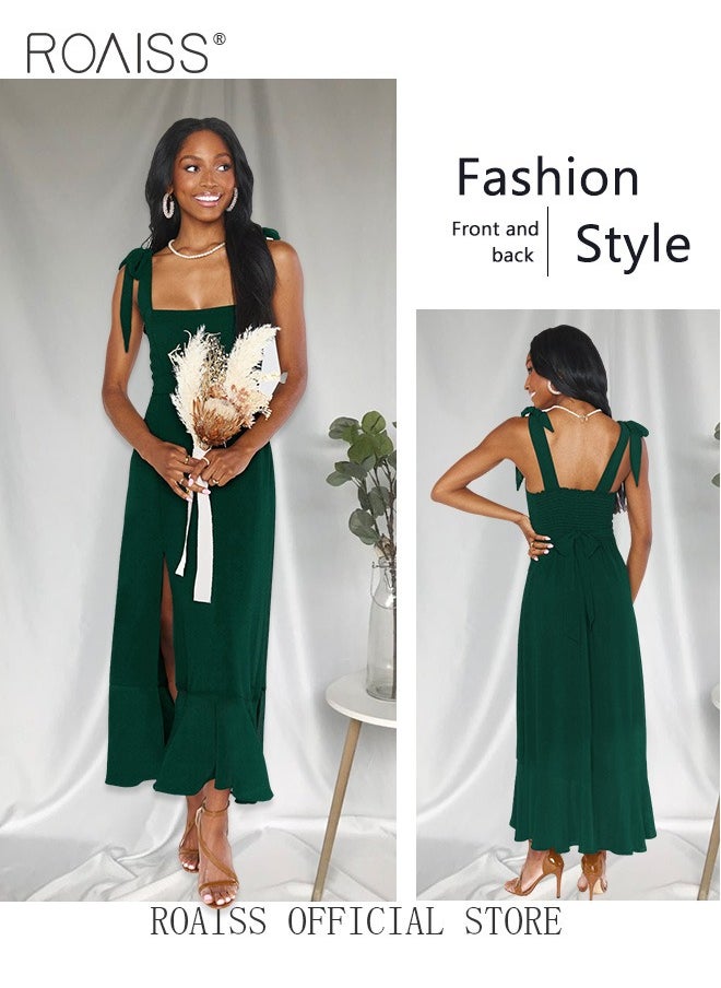 roaiss - Elegant French Chic High End Dress Fashionable Slit Maxi Dress Elegant and Stylish Commuter Dress Women's Fashion Apparel - Image 1