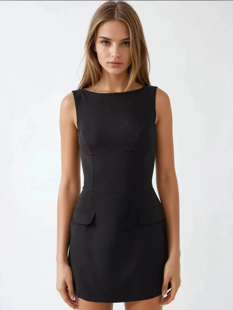 HICCUP Black Fitted Mini Dress with Shorts for Women | Best Price UAE