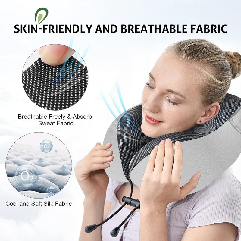 Juflix Juflix Travel Pillow for Neck Memory Foam Hooded Travel Neck Pillow for Adults Comfortable Neck Pillow for Travel with Hoodie Flight Pillow Airplane Pillow Travel Cushion for Plane Car Train  - Image 3