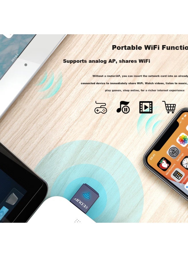 Edup Ep-n8568 Usb Wireless Network Card Bluetooth Adapter Host Wifi Receiver Desktop Computer Laptop Universal - Image 5