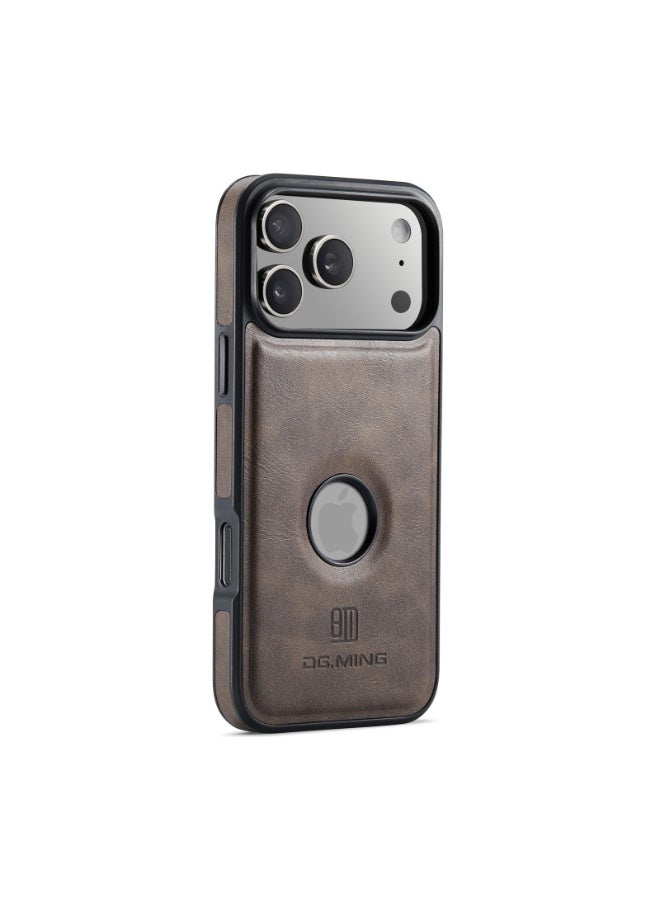 DGMING Case Cover Premium Leather Back with Logo CutOut Shockproof Compatible with  Iphone 17 Pro (Coffe) - Image 3