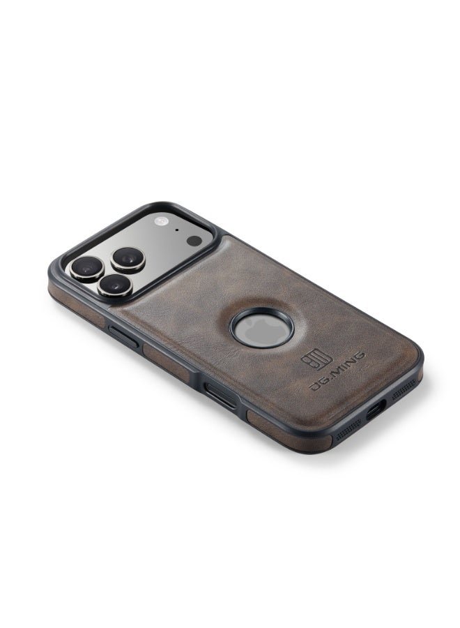 DGMING Case Cover Premium Leather Back with Logo CutOut Shockproof Compatible with  Iphone 17 Pro (Coffe) - Image 2