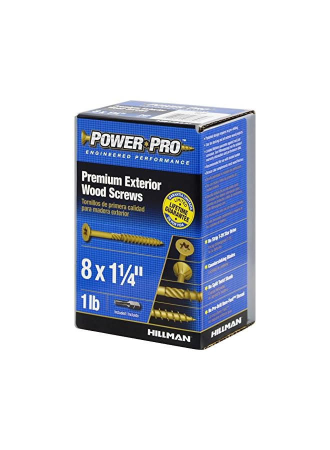 Power Pro Power Pro 48594 Wood Screws, #8 x 1-1/4", Premium Outdoor Deck Screws, Rust Resistant, Epoxy Coated Bronze, 1Lb Box, 242 Pcs - Image 5