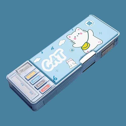 Parshya Multifunctional Cute School Pencil Case for Girls, Cat Compass Box for Boys, Aesthetic Stationary Items for Kids, Magnetic Pencil Box, Best Gifts (Cat Compass Box) - Image 4