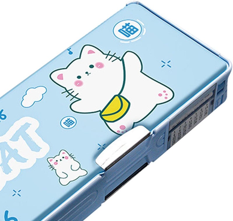 Parshya Multifunctional Cute School Pencil Case for Girls, Cat Compass Box for Boys, Aesthetic Stationary Items for Kids, Magnetic Pencil Box, Best Gifts (Cat Compass Box) - Image 3