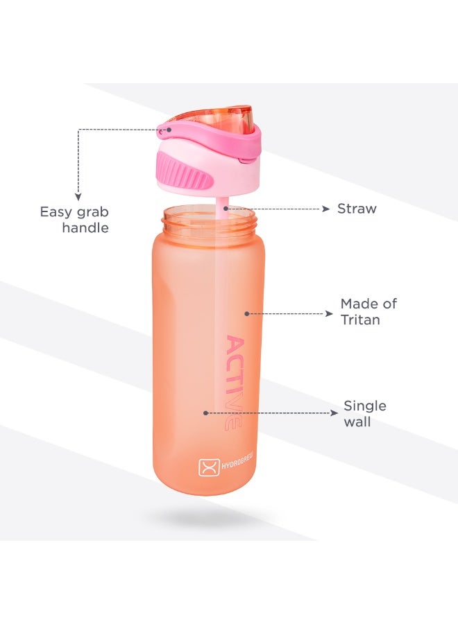Hydrobrew Personalized Sip Switch Tritan Water Bottle 1000ml Leakproof, BPA Free, Straw & Spout Lid- Rose Silk - Image 5