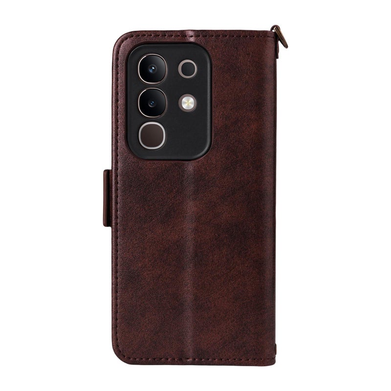 إيروريكس جراب هاتف من جلد البقر متعدد الفتحات لهاتف vivo Y29 4G Global (بني) - Image 3